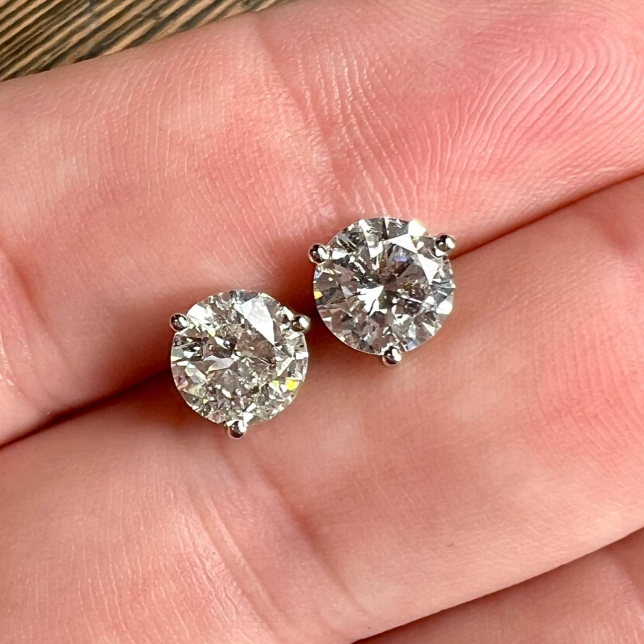 14K White Gold 2.77 Ct. Diamond Stud Earrings