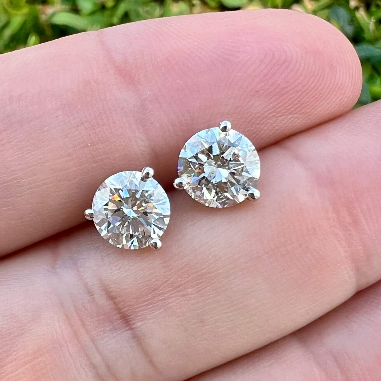14K White Gold 3.02 Ct. Diamond Stud Earrings