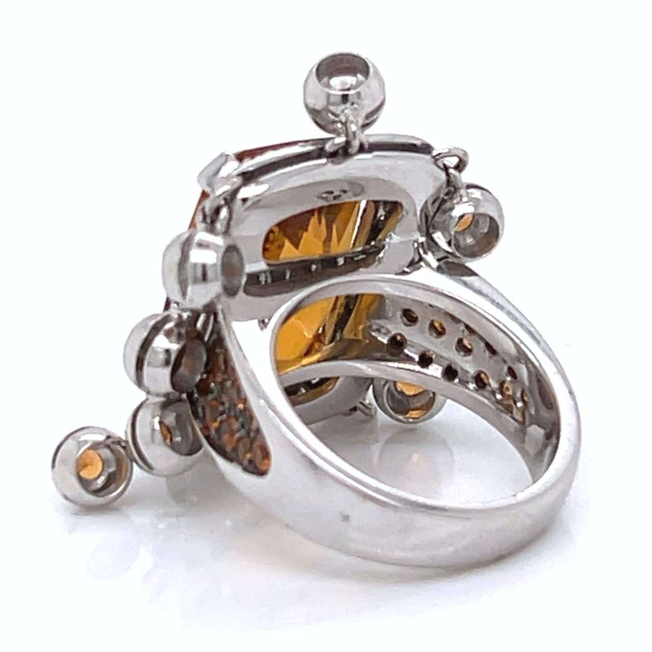 18K White Gold Topaz & Diamond Ring