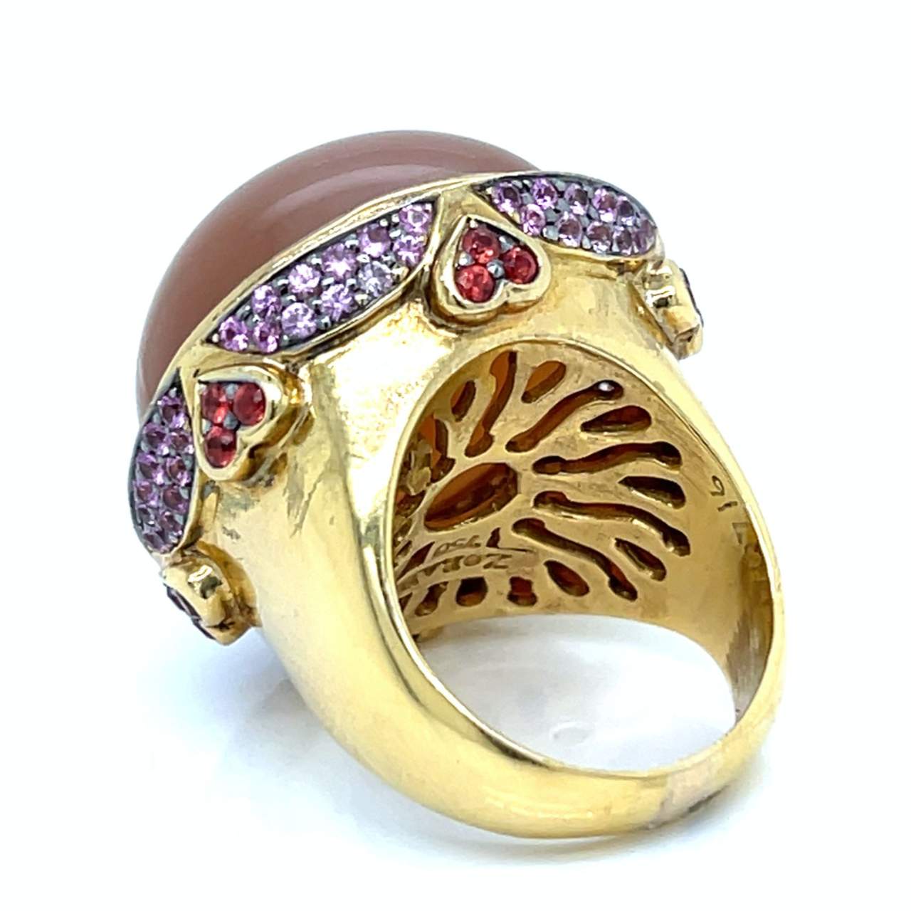 18K Yellow Gold Moonstone & Diamond Ring