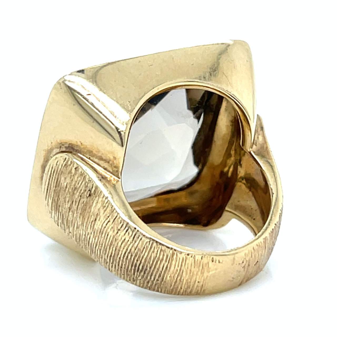 14k Yellow Gold Smokey Quartz & Diamond Ring