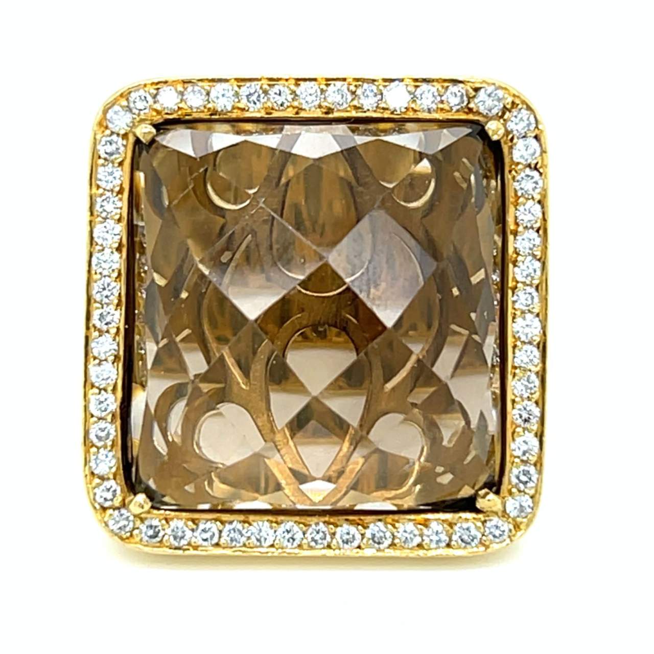 18K Yellow Gold Topaz & Diamond Cocktail Ring