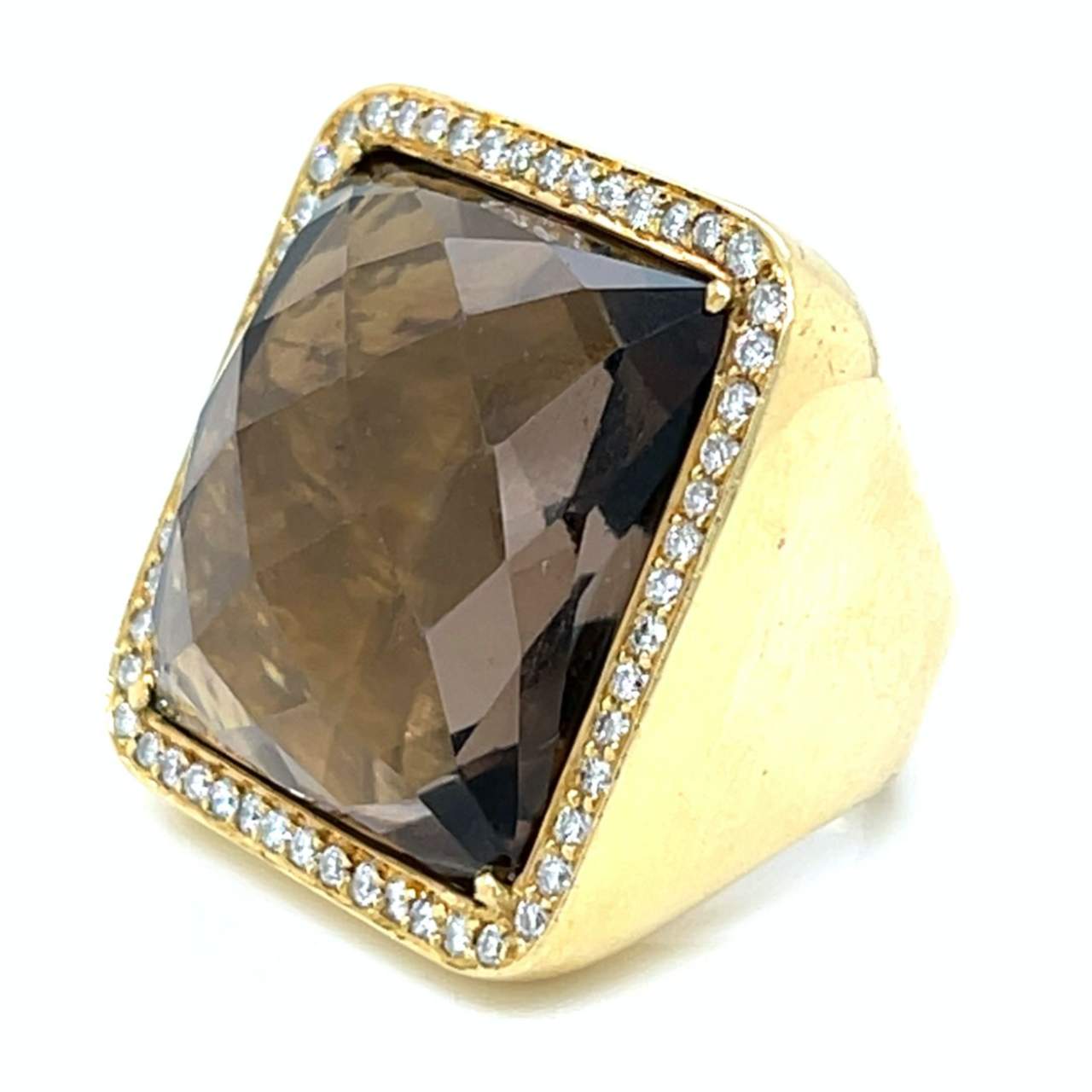 18K Yellow Gold Topaz & Diamond Cocktail Ring