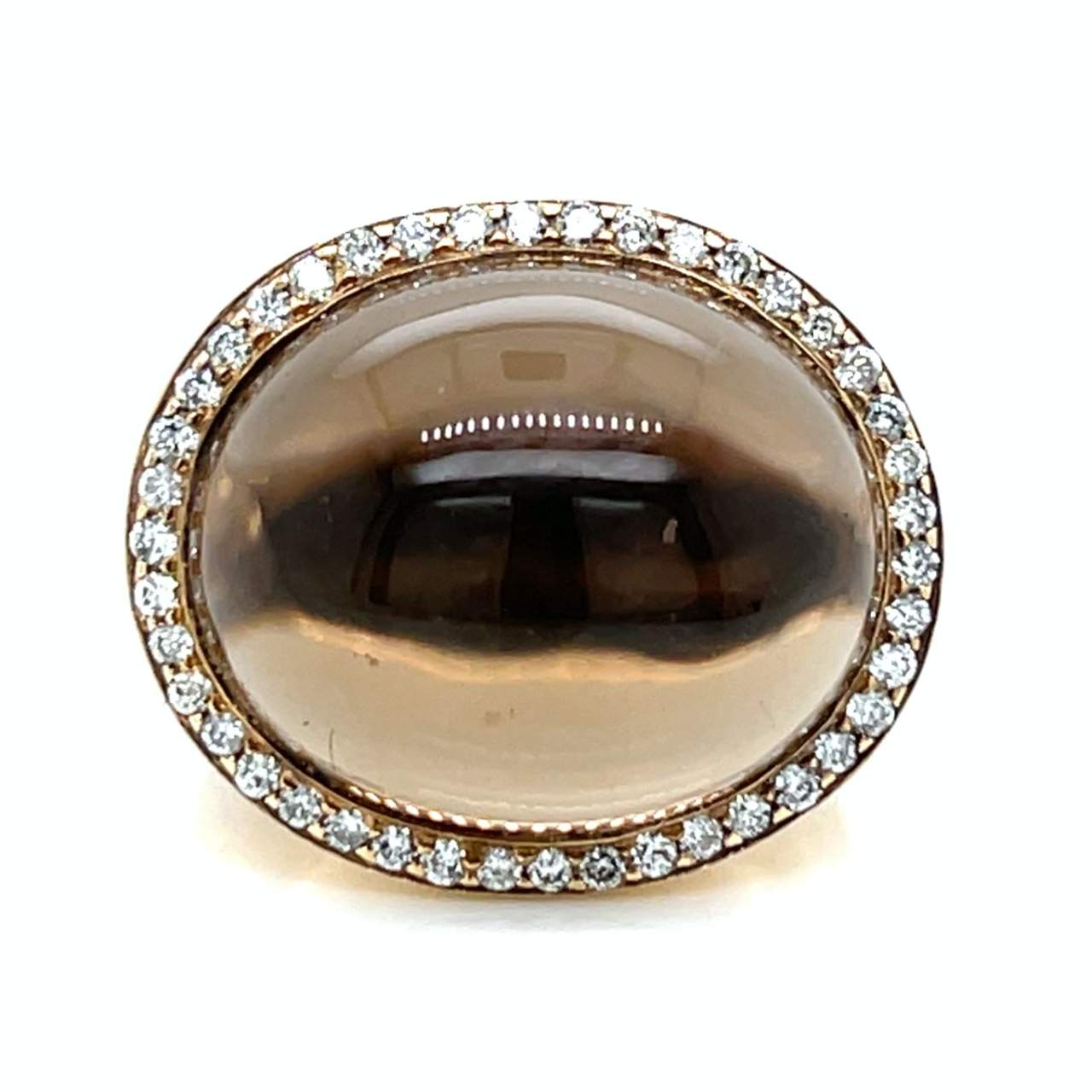 14K Yellow Gold Quartz & Diamond Ring