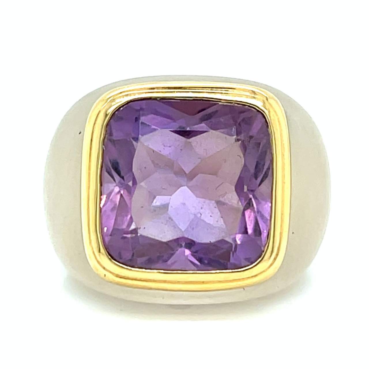 18K Yellow Gold & Crystal Amethyst Ring