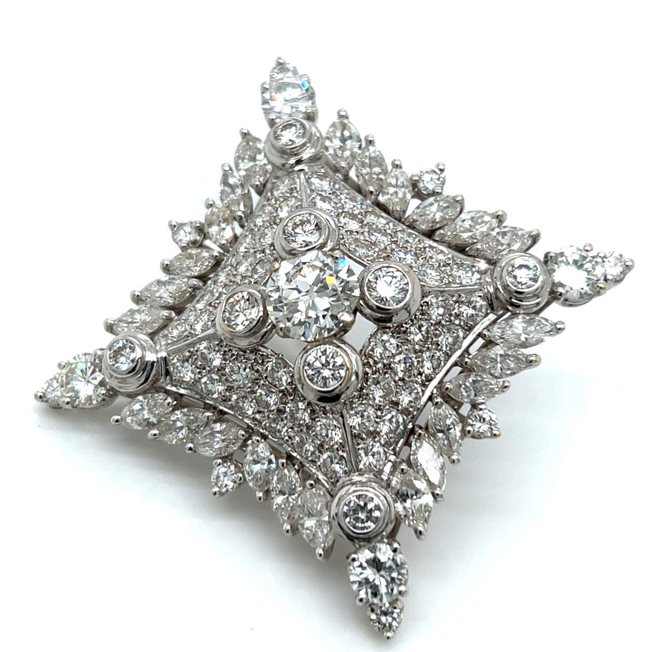 18K White Gold 10.70 Ct. Diamond Pendant/Brooch