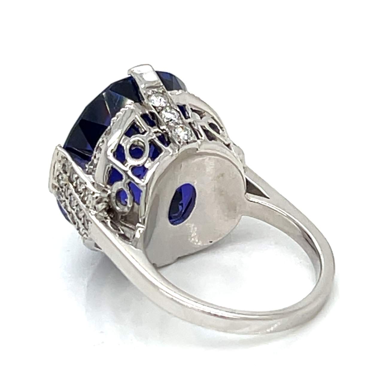 18K White Gold 27.07 Ct. Tanzanite & Diamond Ring