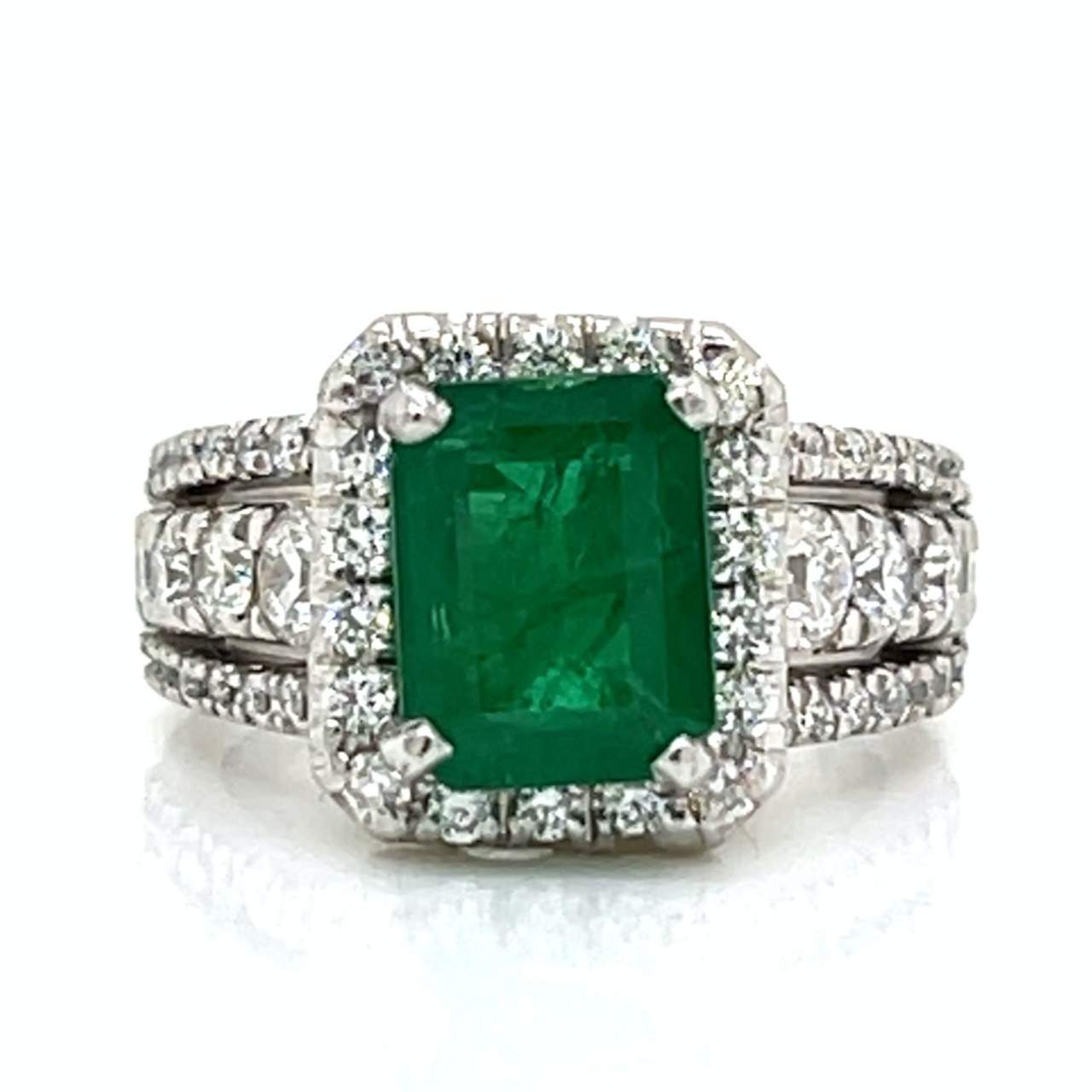 Platinum 3.25 Ct. Emerald & Diamond Ring