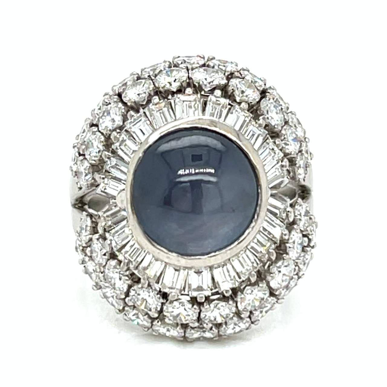 Art Deco Platinum 8.00 Ct. Star Sapphire & Diamond Ring
