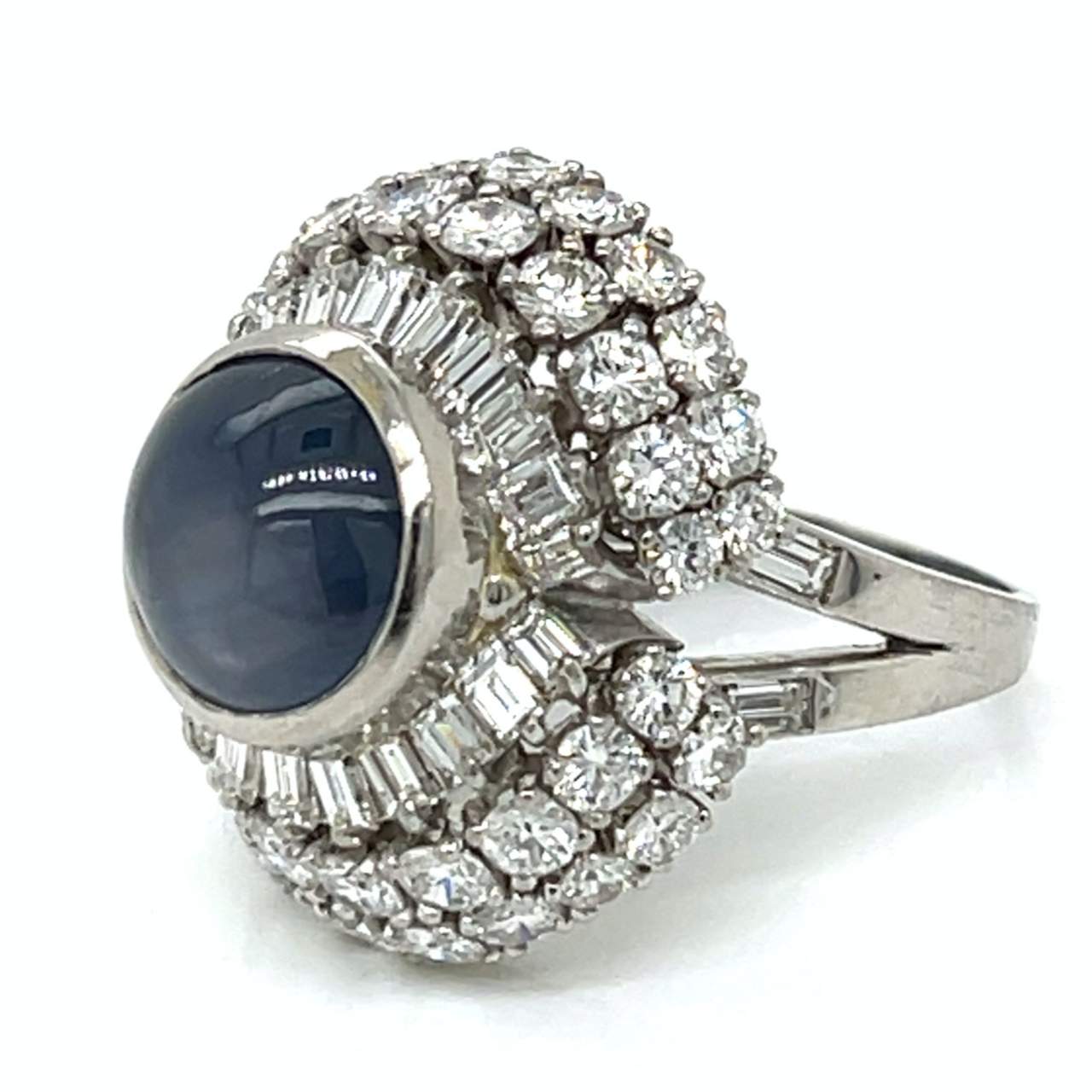 Art Deco Platinum 8.00 Ct. Star Sapphire & Diamond Ring