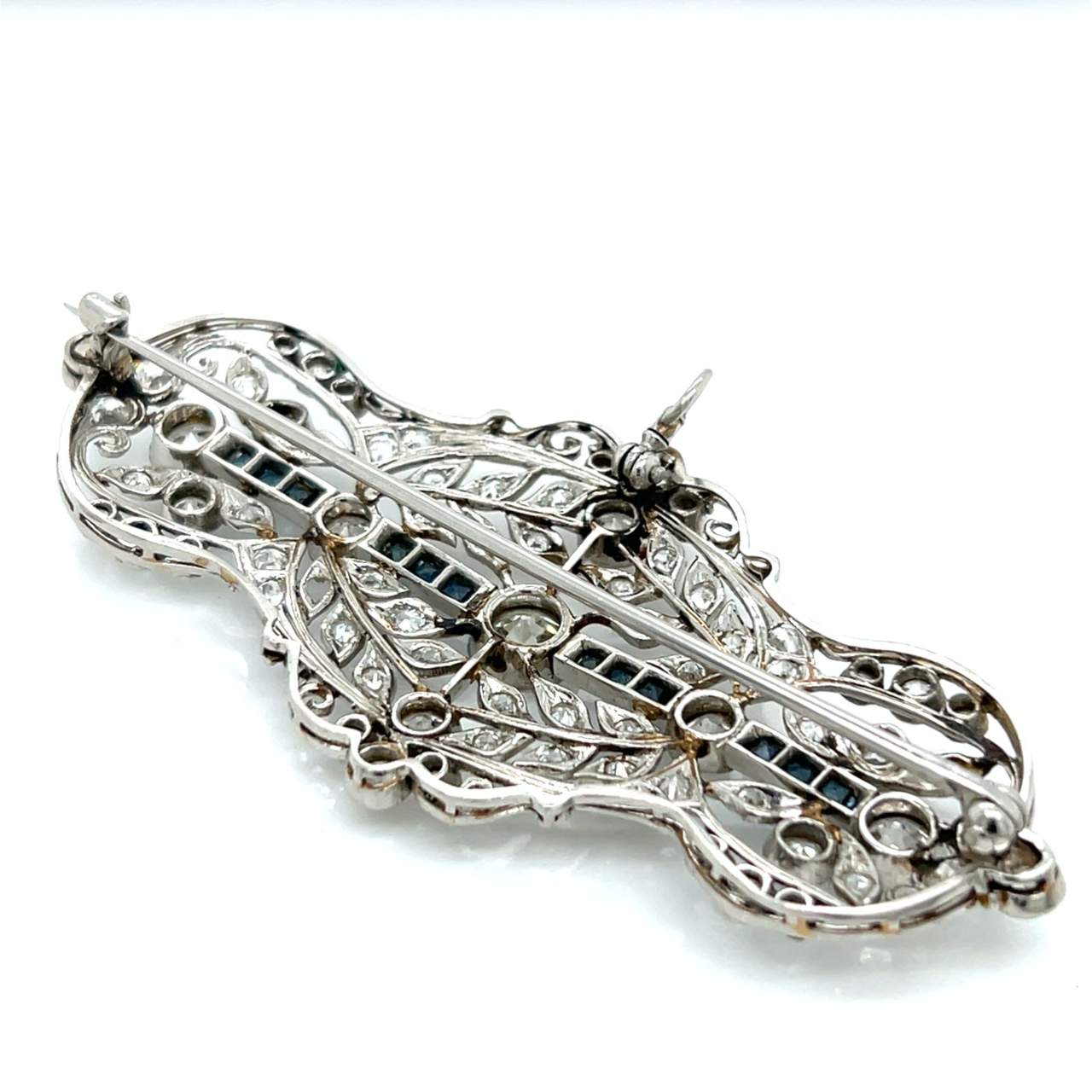 Art Deco Platinum Diamond & Sapphire Pendant/Brooch