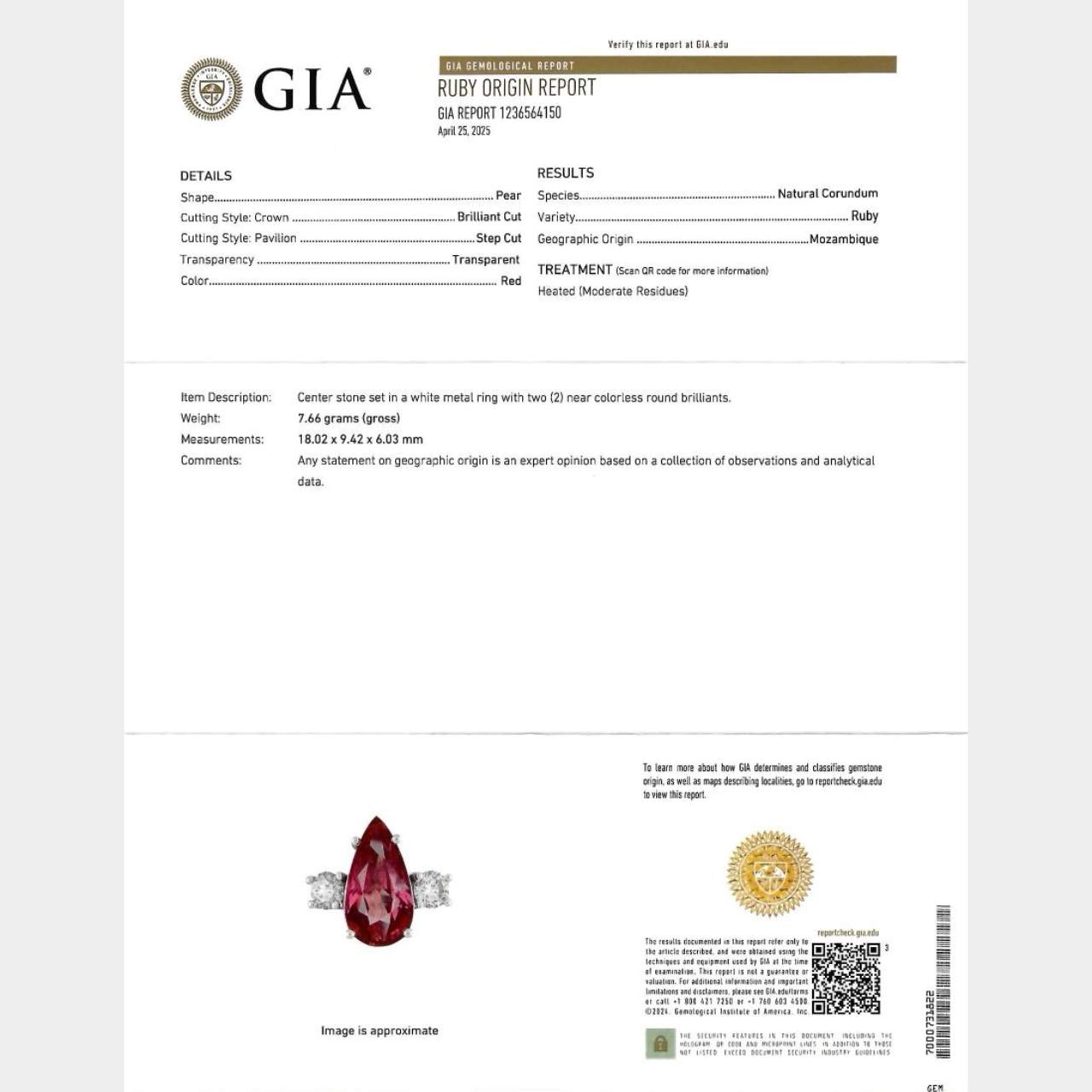 18K White Gold GIA Certified 10.00 Ct. Ruby & Diamond Ring