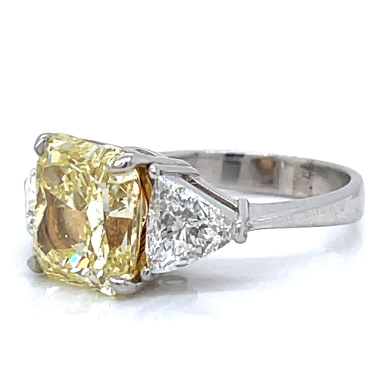 Platinum & 18K GIA CERTIFIED 5.71 Ct. Fancy Yellow Diamond Ring