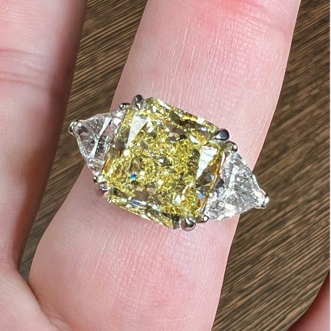 Platinum & 18K GIA CERTIFIED 5.71 Ct. Fancy Yellow Diamond Ring