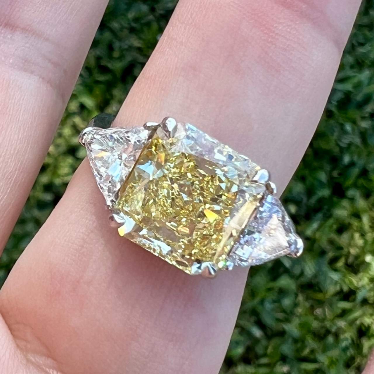 Platinum & 18K GIA CERTIFIED 5.71 Ct. Fancy Yellow Diamond Ring