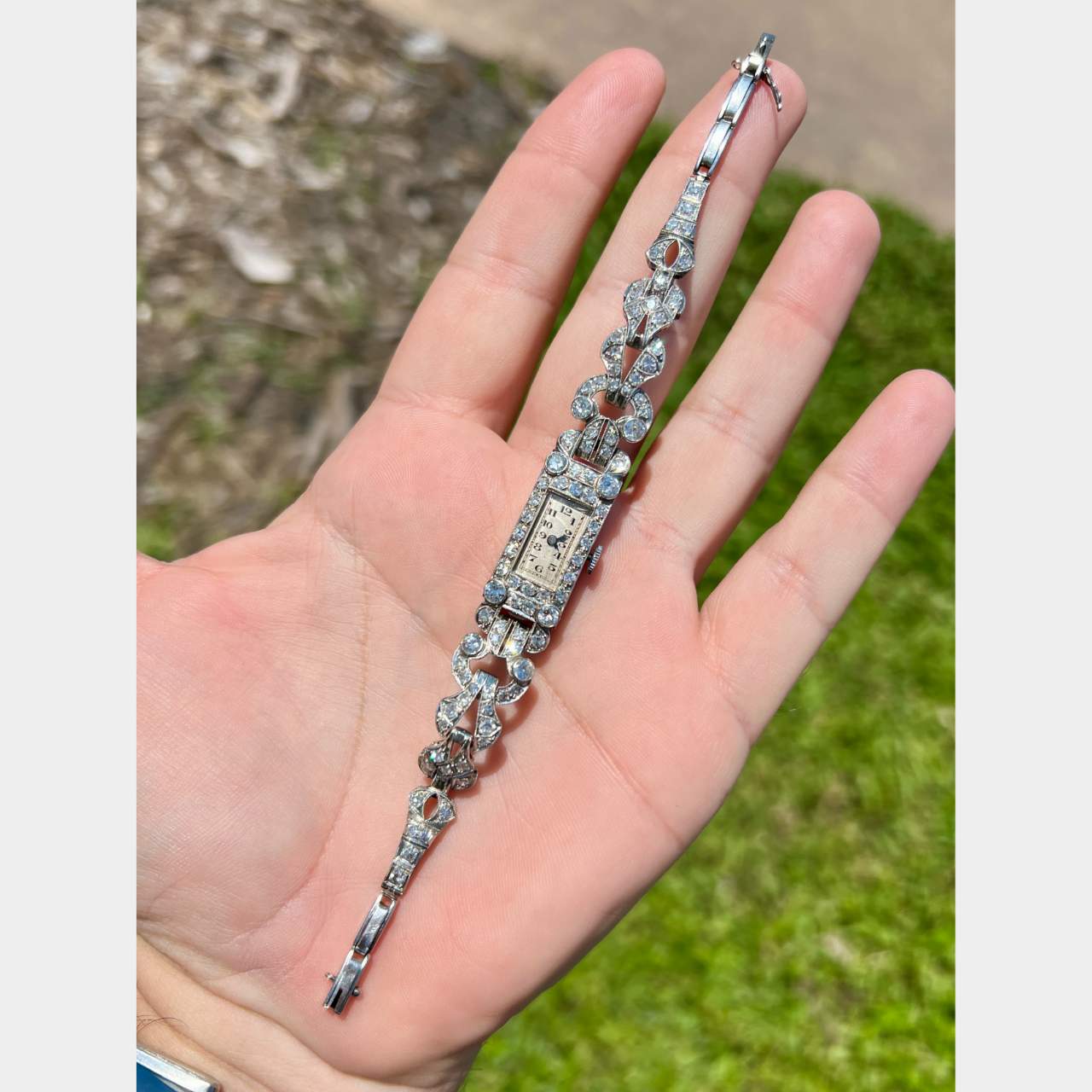 Art Deco Platinum Diamond Ladies Cocktail Watch