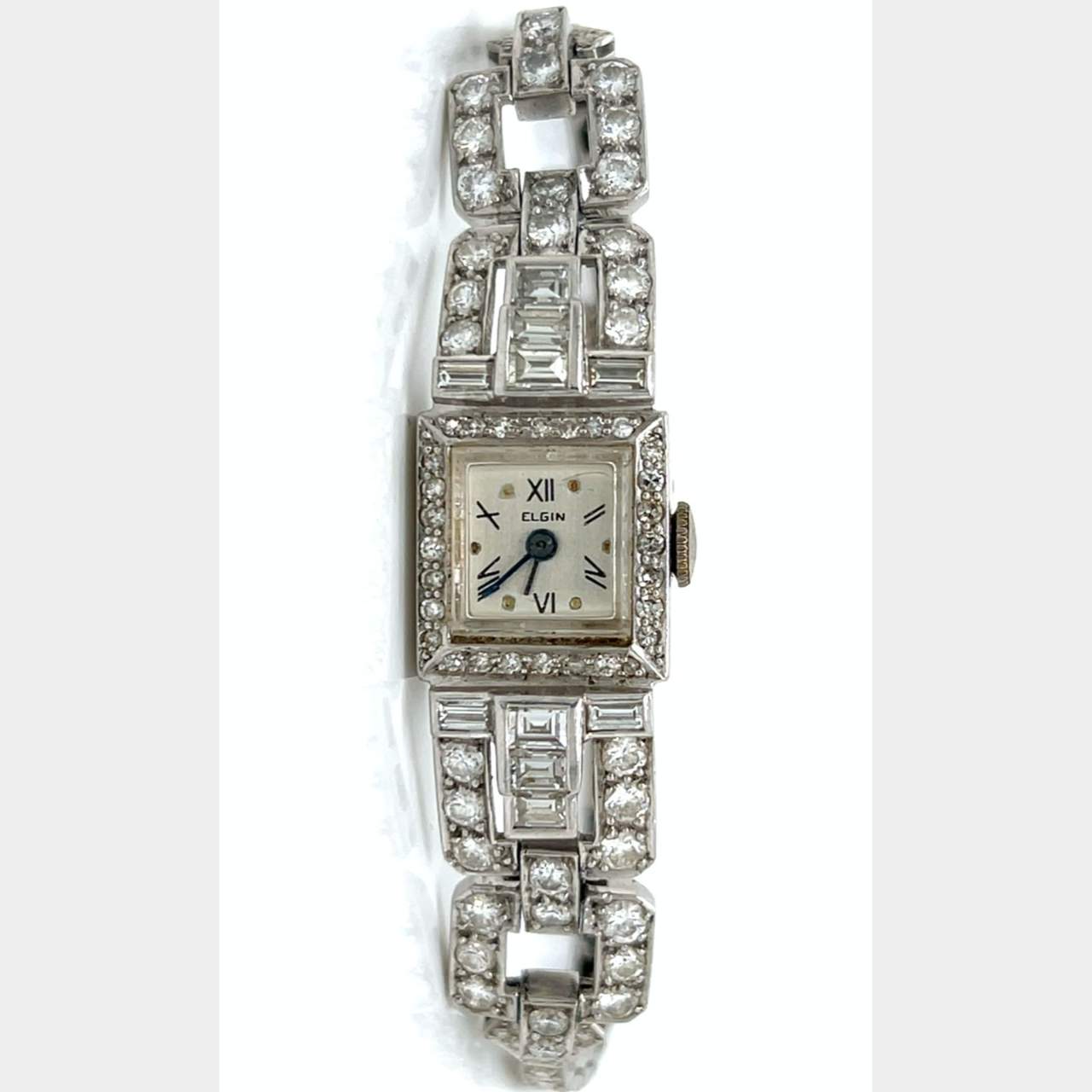 ELGIN Art Deco Platinum Ladies Cocktail Watch