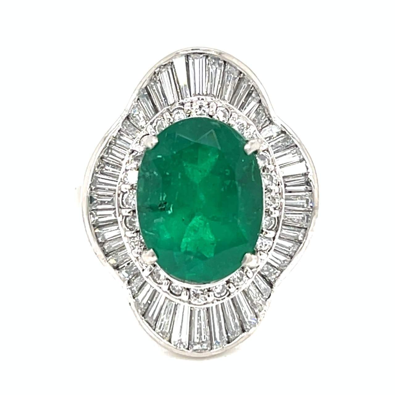 Platinum 3.83 Ct. Emerald & Diamond Ring