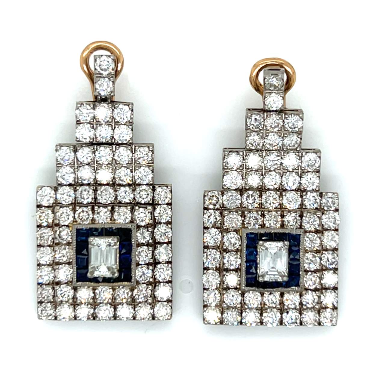 Platinum & 18K Sapphire and Diamond Earrings
