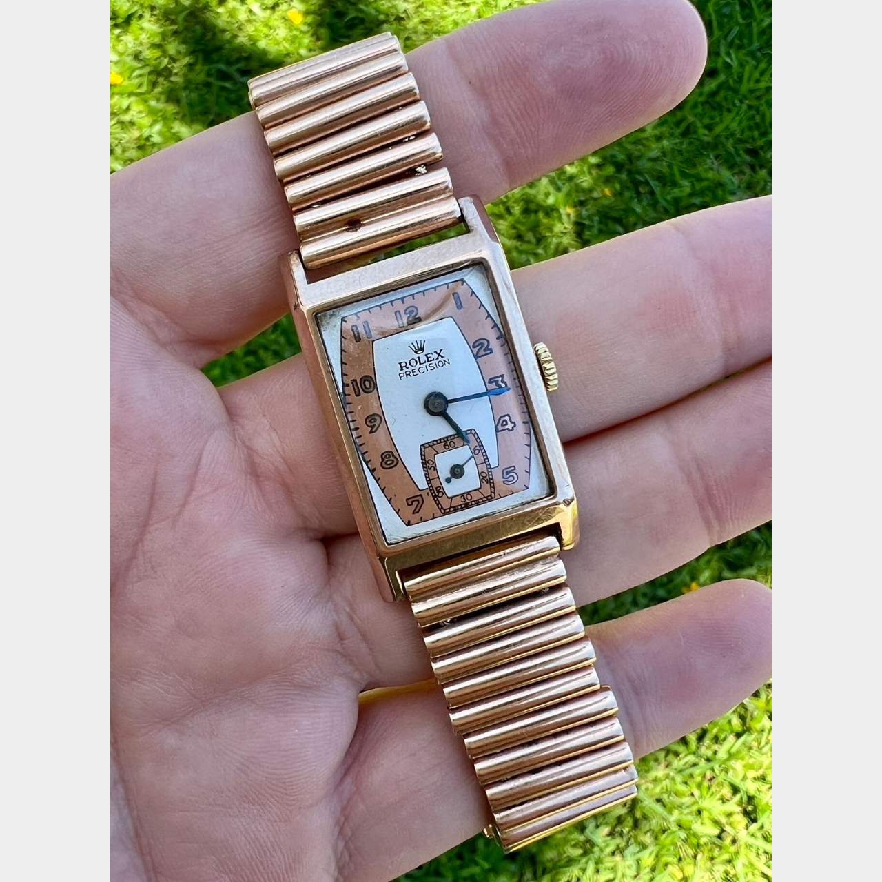 ROLEX 9K Rose Gold Prince Brancard Watch on 14K Bracelet