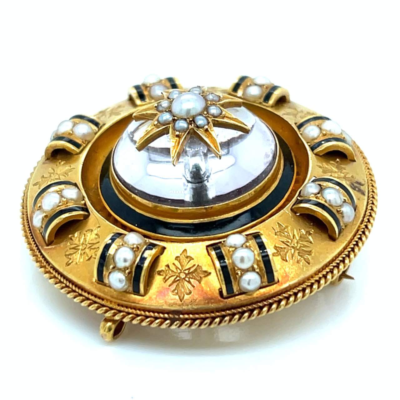 Victorian 18K Yellow Gold Natural Pearl Pendant/Brooch