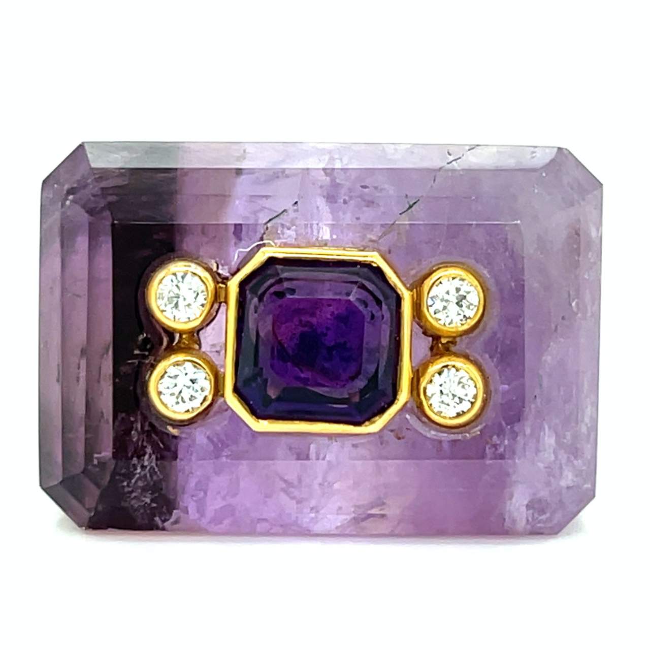 1960’s 18K Amethyst & Diamond Ring