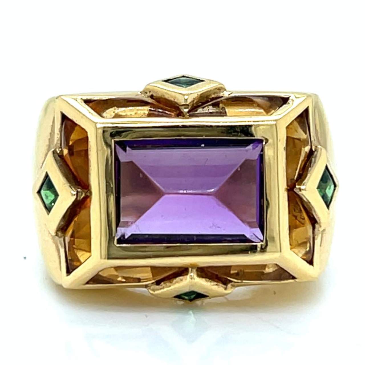 18K Yellow Gold Semi-Precious Stone Ring