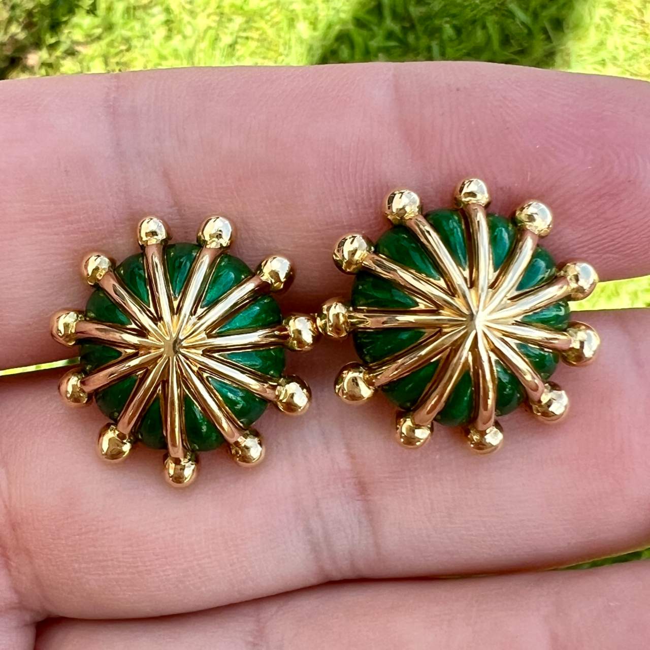 TIFFANY & CO. Schlumberger 18K Yellow Gold Enamel Cufflinks