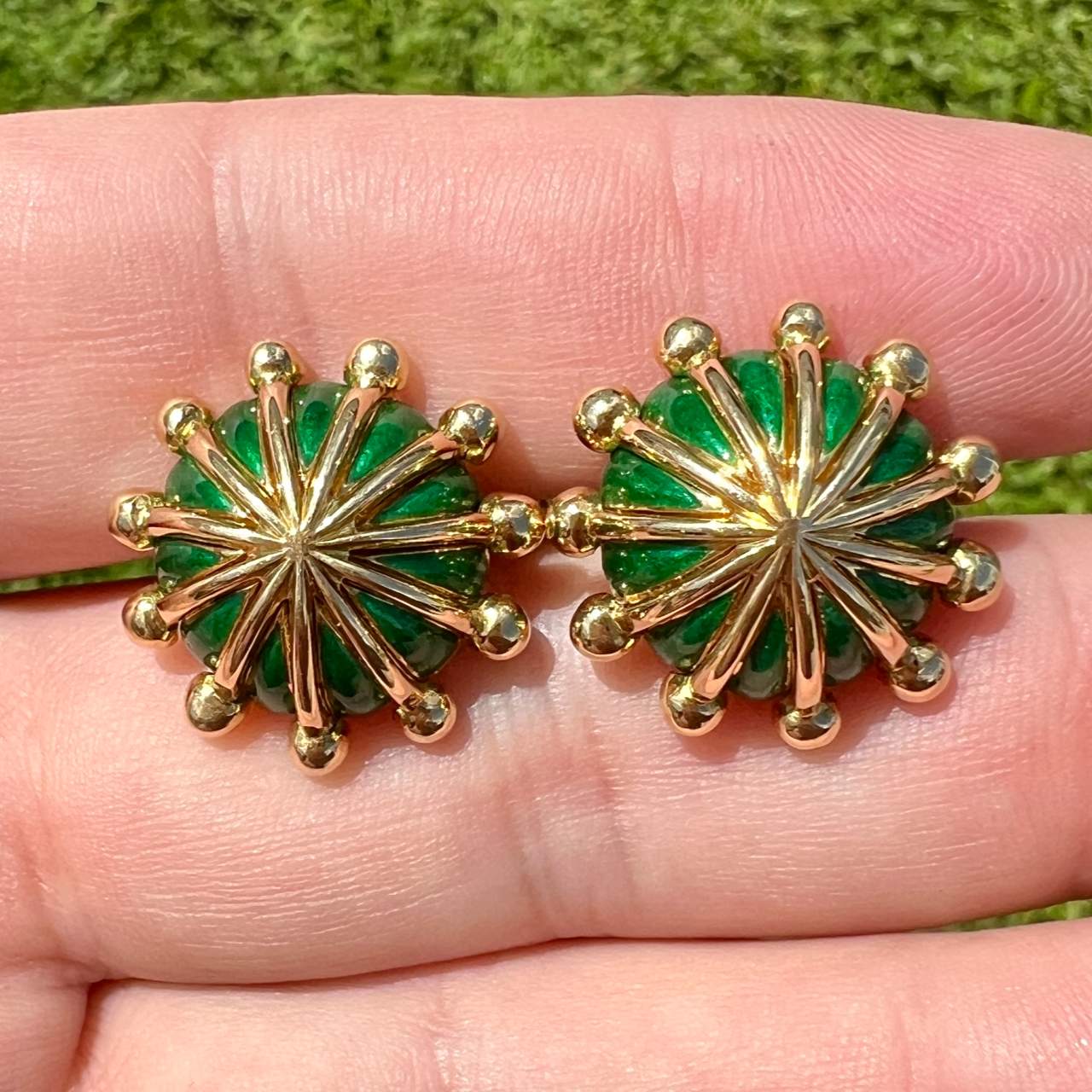 TIFFANY & CO. Schlumberger 18K Yellow Gold Enamel Cufflinks