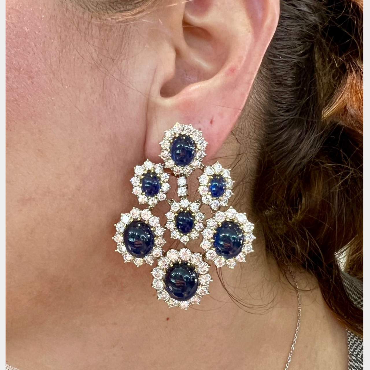 18K White Gold Sapphire & Diamond Earrings