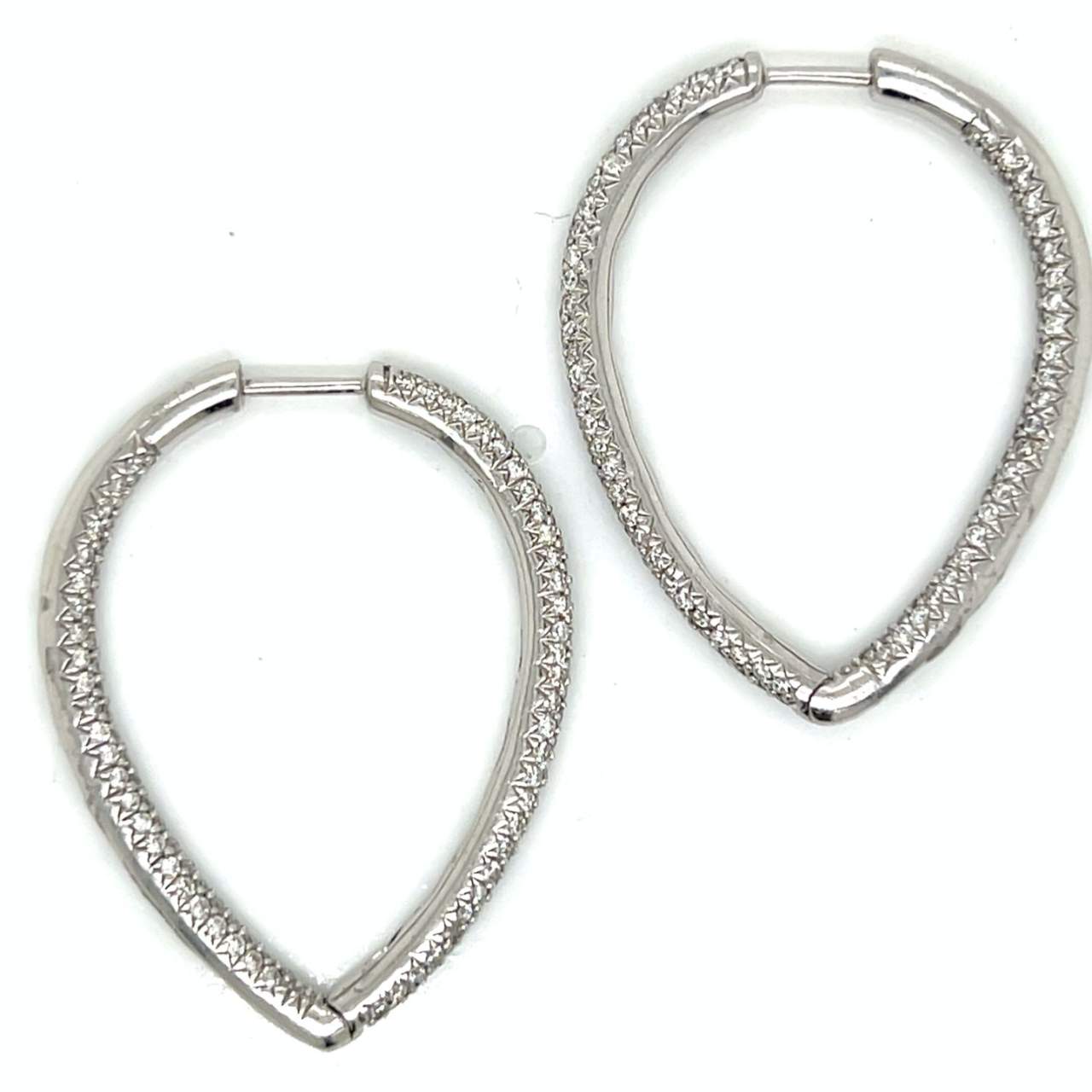 18K White Gold 3.00 Ct. Diamond Inside-Outside Hoop Earrings