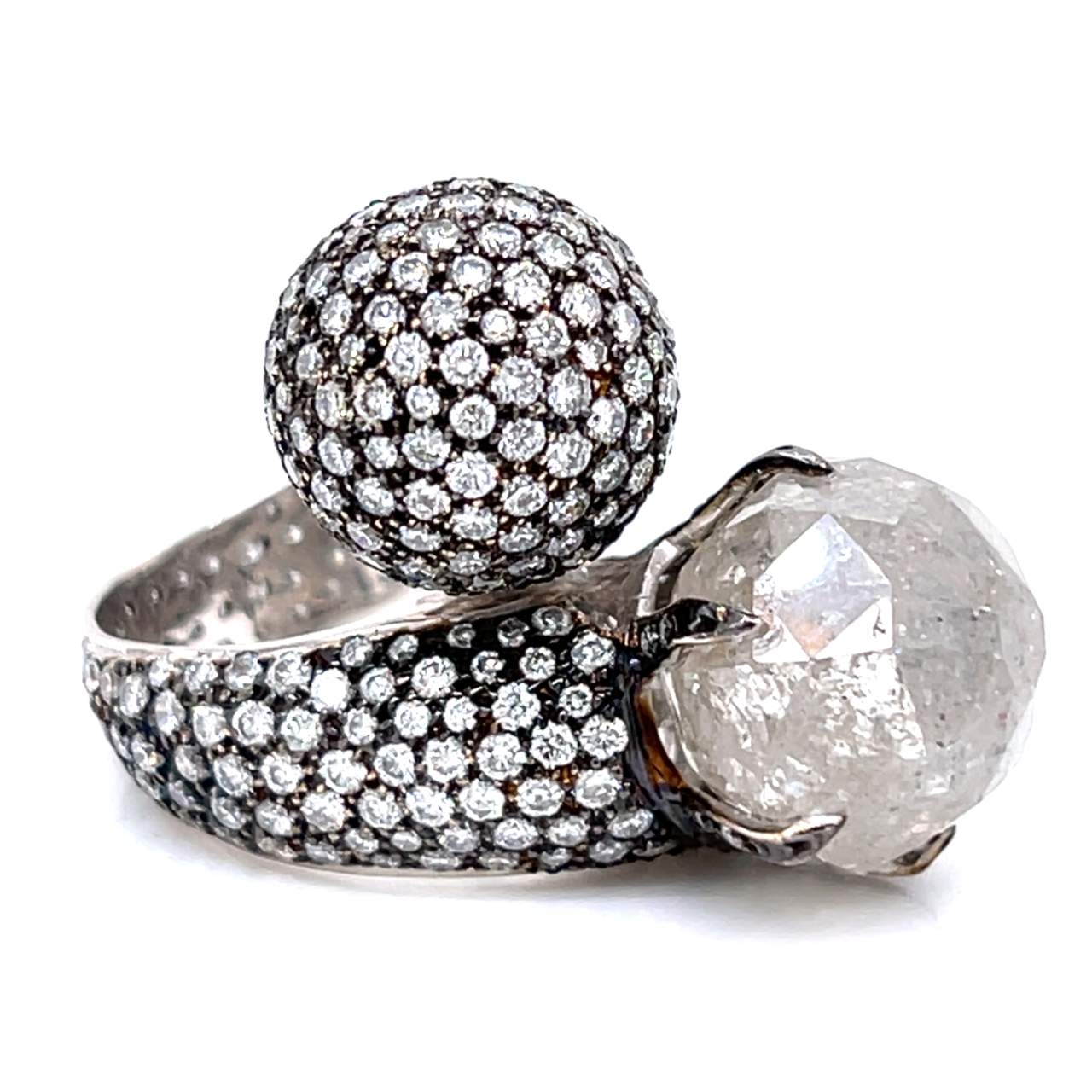 18K White Gold 28.00 Ct. Diamond Cocktail Ring