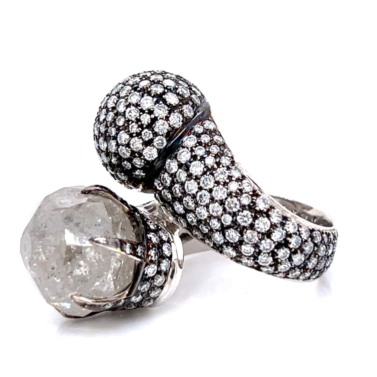 18K White Gold 28.00 Ct. Diamond Cocktail Ring