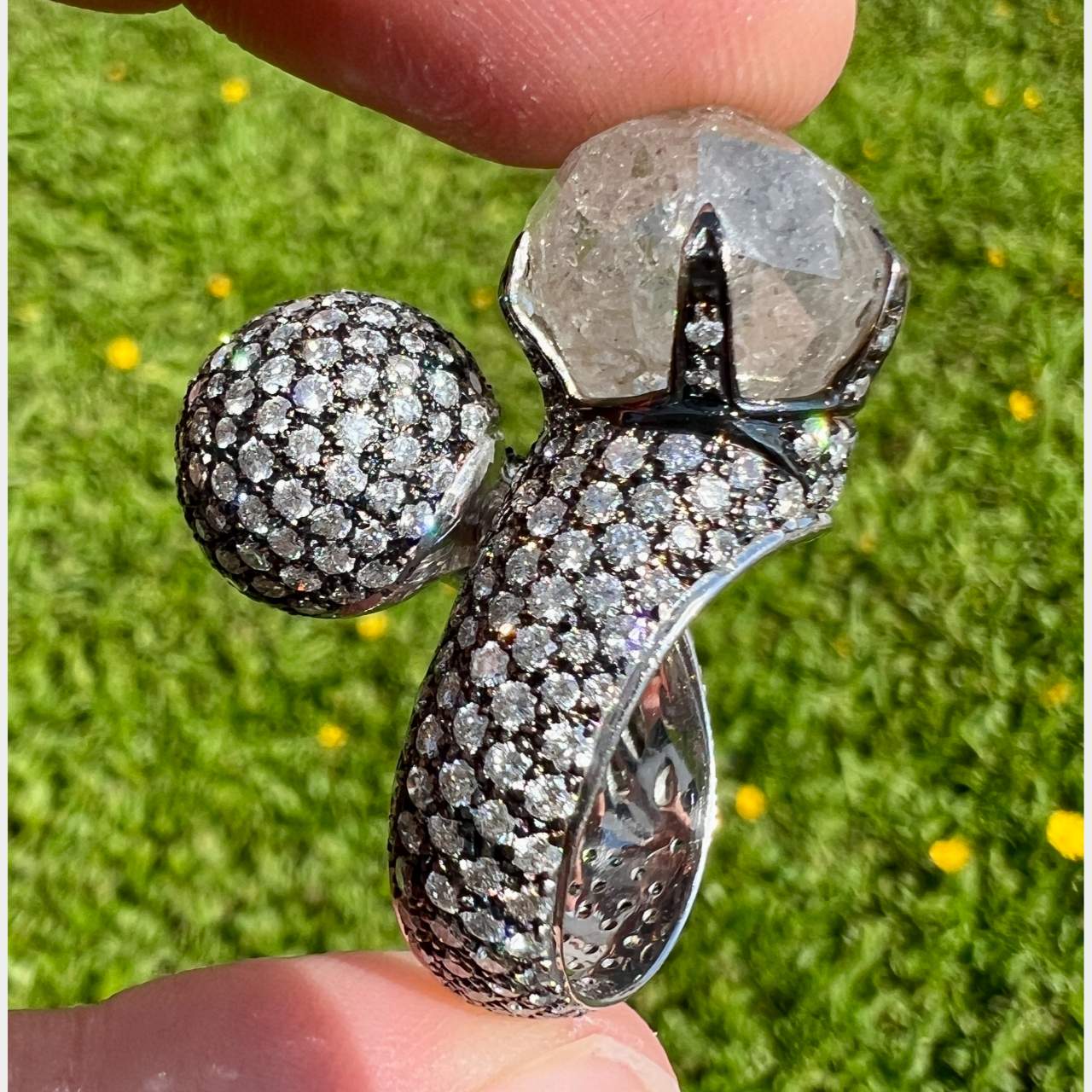 18K White Gold 28.00 Ct. Diamond Cocktail Ring