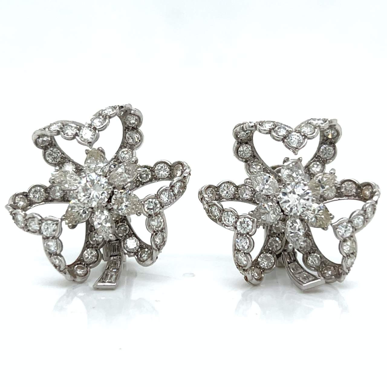 Art Deco Platinum 11.10 Ct. Diamond Earrings