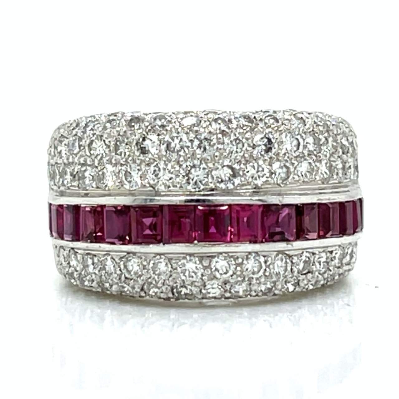 18K White Gold Ruby & Diamond Ring