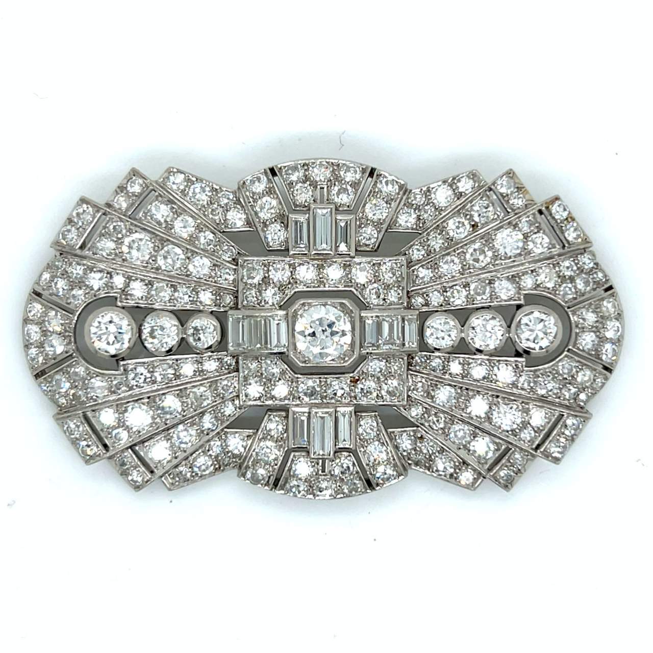 Art Deco Platinum 13.30 Ct. Diamond Brooch