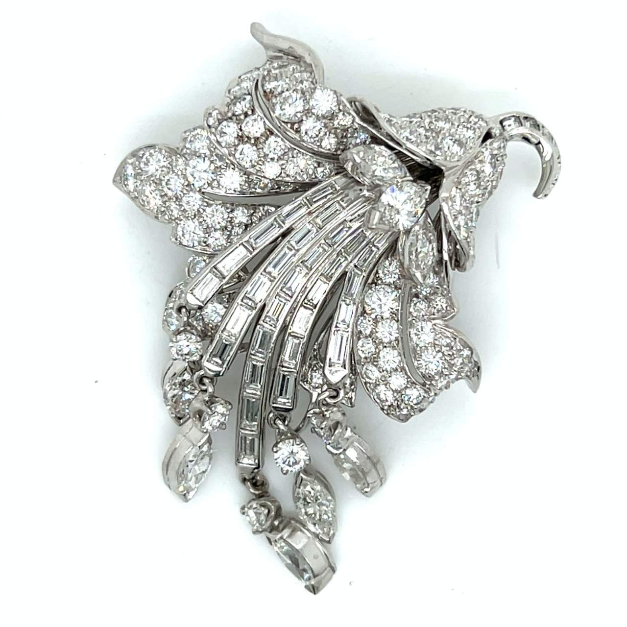 Art Deco Platinum 8.40 Ct. Diamond Brooch