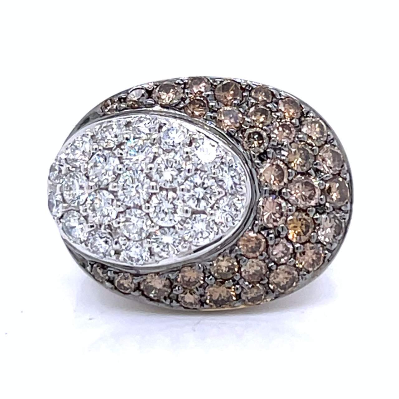 18K White Gold Champagne Diamond Ring