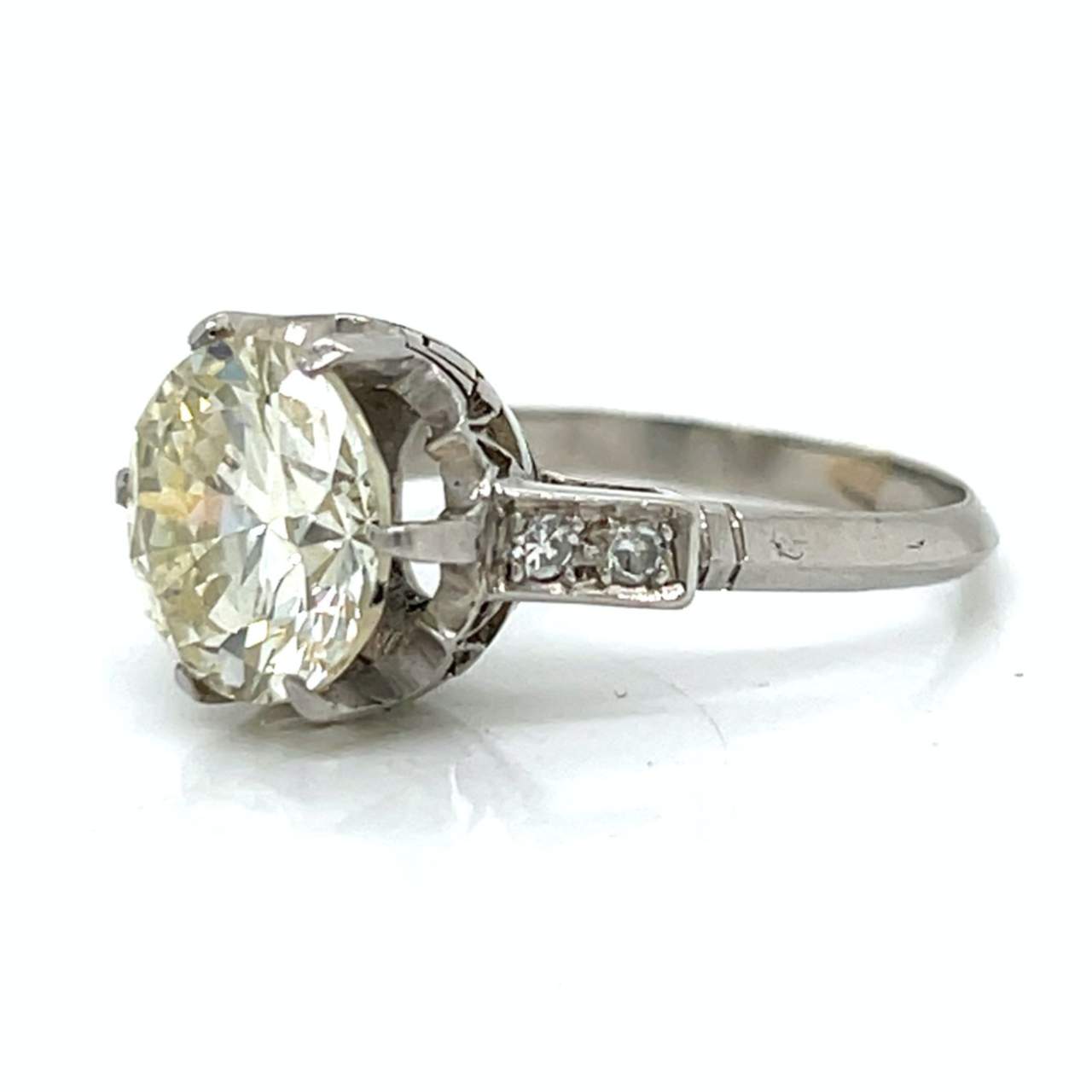 18K White Gold 3.18 Ct. European-cut Diamond Ring - Image 2