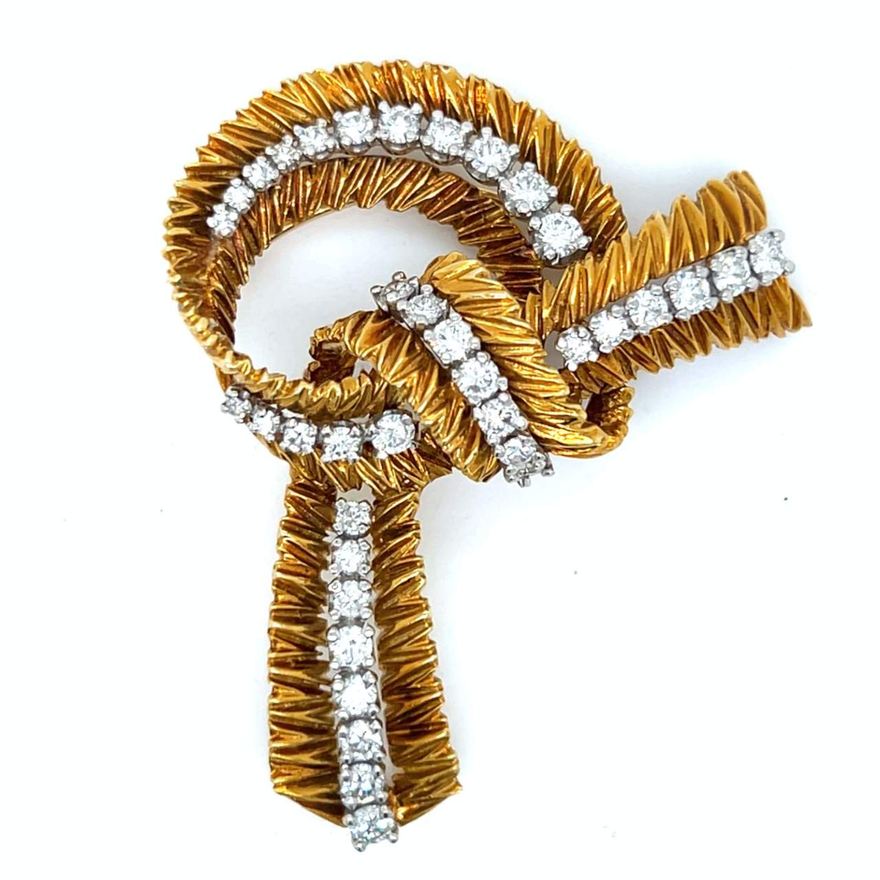 1960’s French 18K Yellow Gold Diamond Brooch