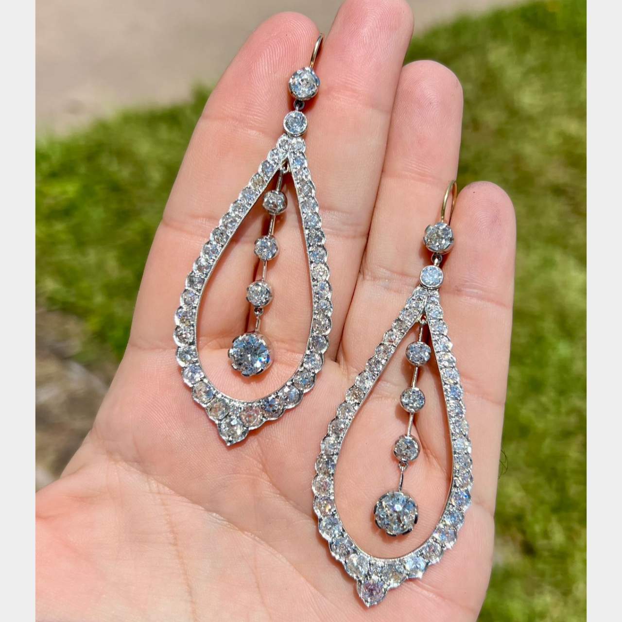 Platinum & 18K Yellow Gold 13.30 Ct. Diamond Earrings