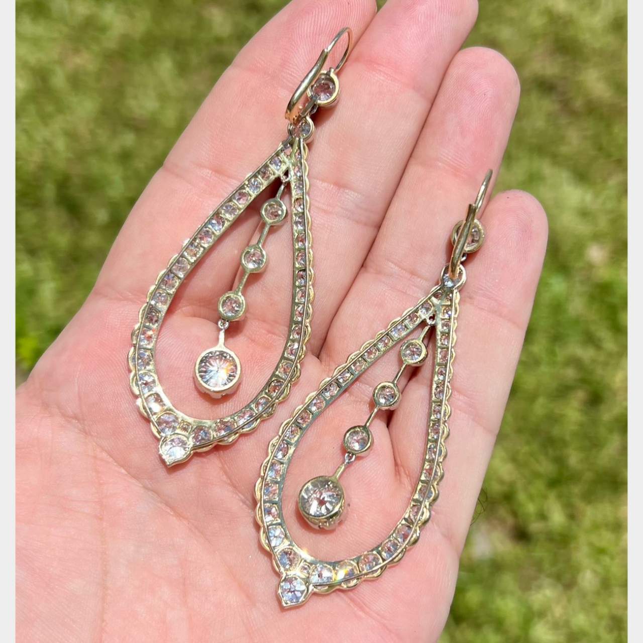 Platinum & 18K Yellow Gold 13.30 Ct. Diamond Earrings