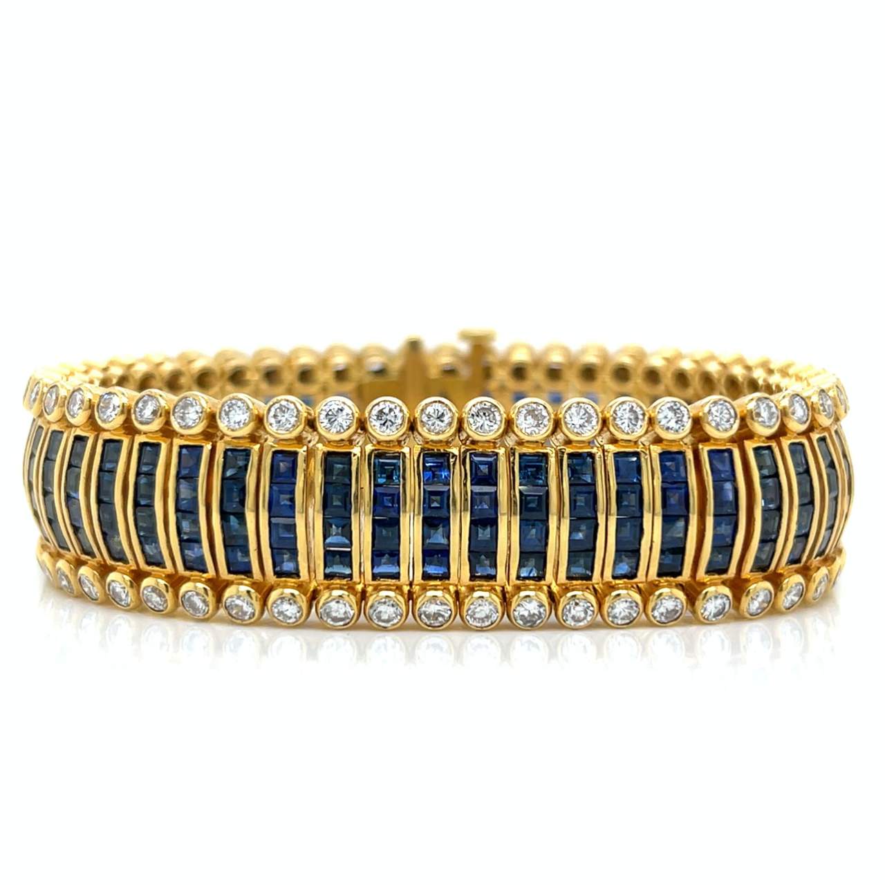 18K Yellow Gold Sapphire & Diamond Bracelet