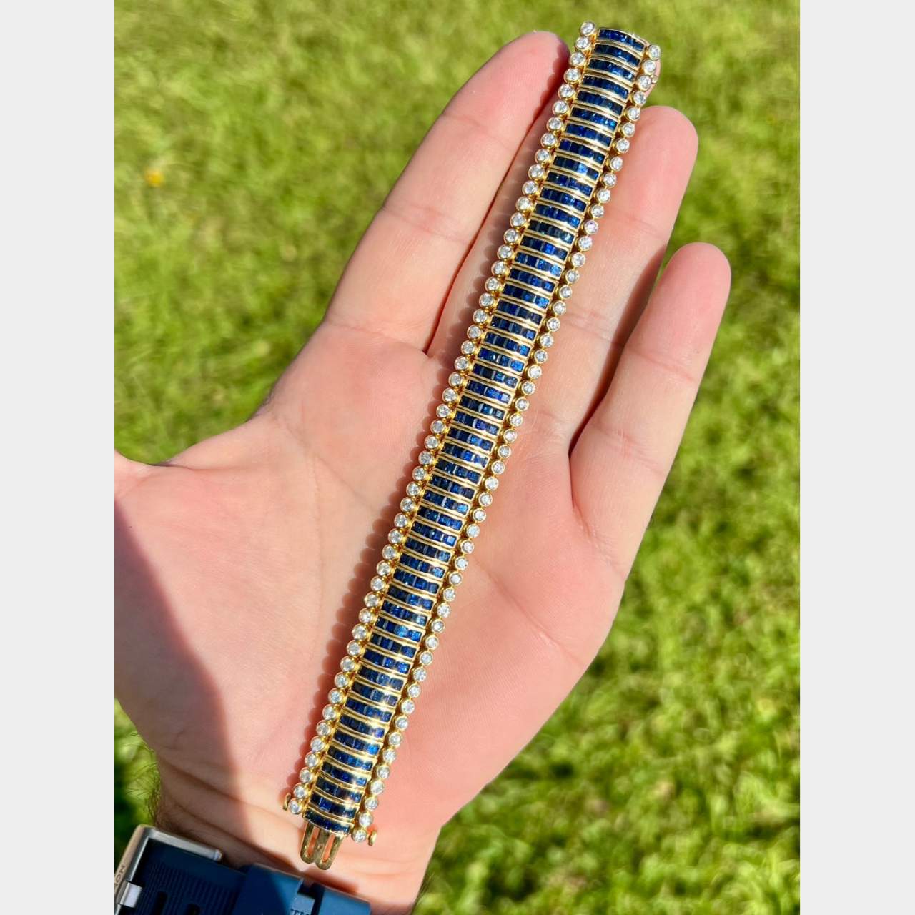 18K Yellow Gold Sapphire & Diamond Bracelet