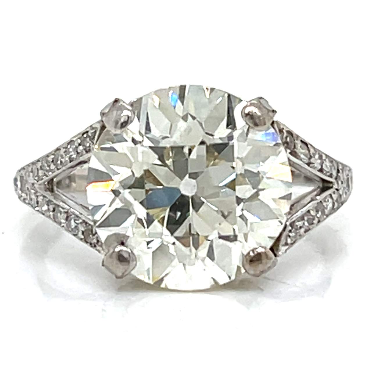 Art Deco Platinum 5.91 Ct. GIA Certified Diamond Engagement Ring