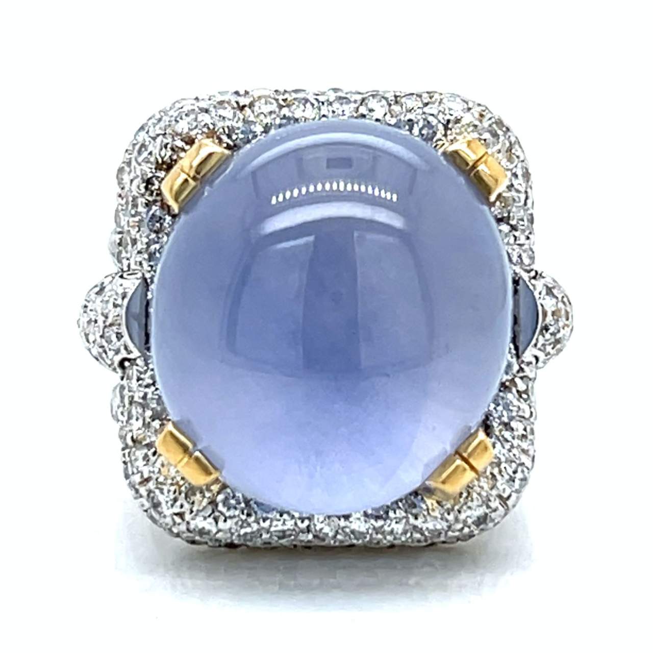18K White Gold 39.91 Ct. GIA Certified No-heat Star Sapphire & Diamond Ring