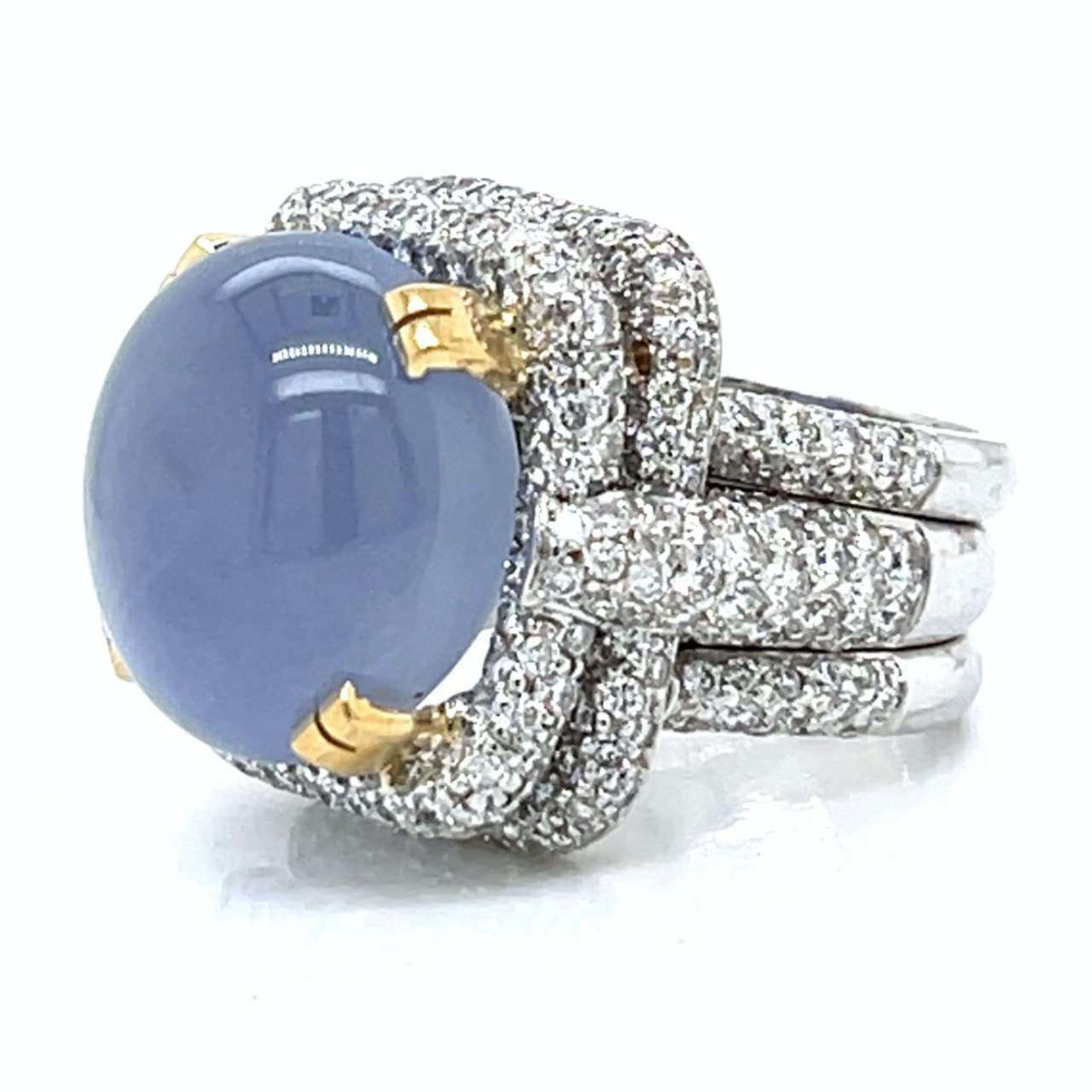 18K White Gold 39.91 Ct. GIA Certified No-heat Star Sapphire & Diamond Ring - Image 2