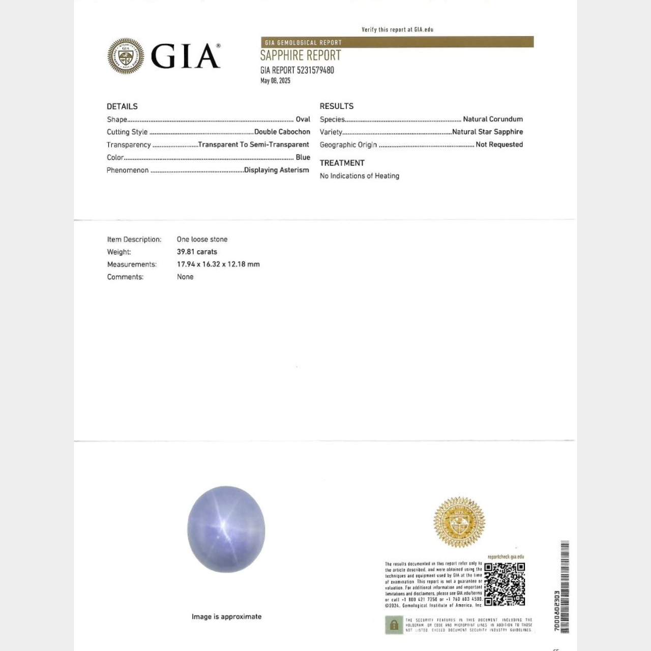 18K White Gold 39.91 Ct. GIA Certified No-heat Star Sapphire & Diamond Ring - Image 6