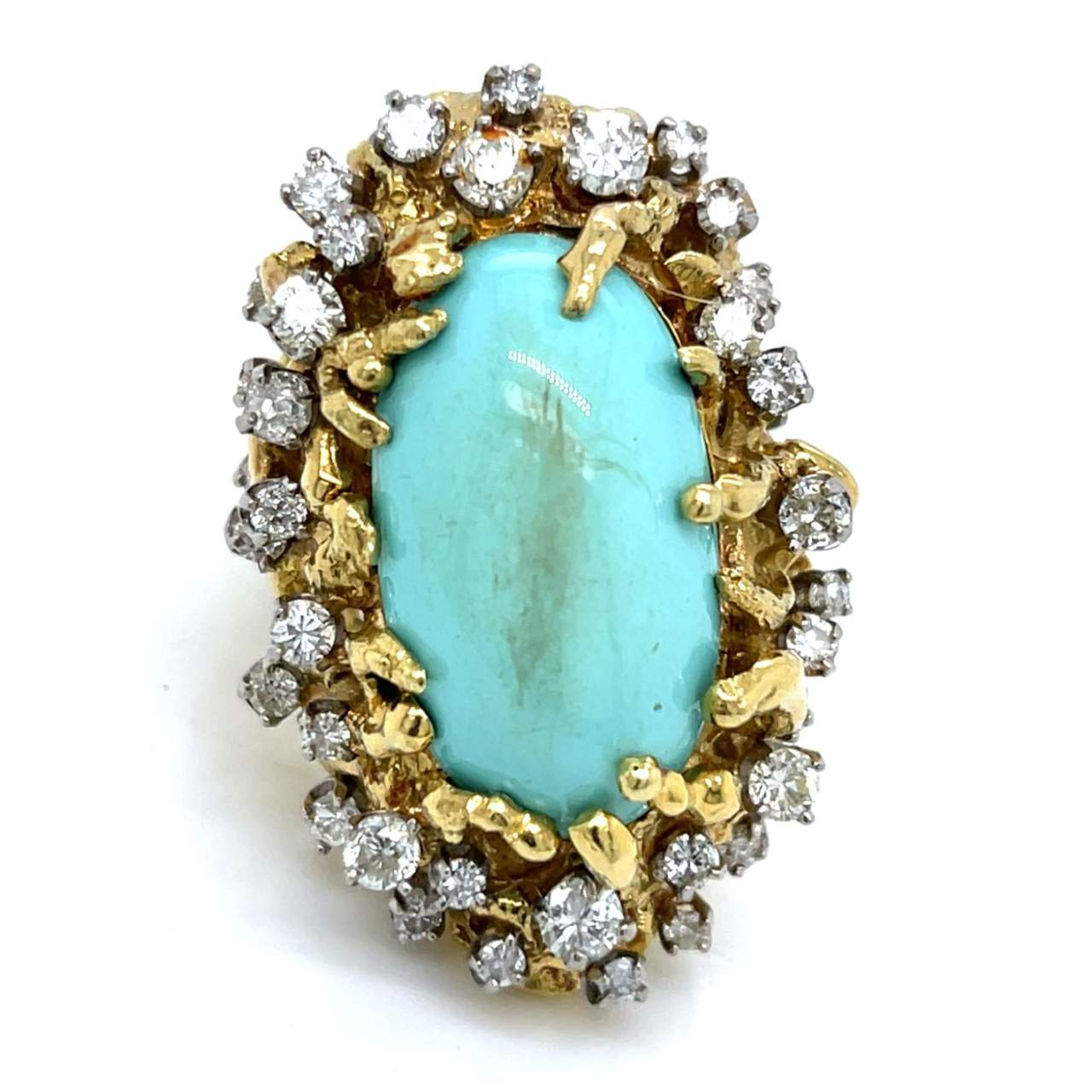 18K Yellow Gold Turquoise & Diamond Ring